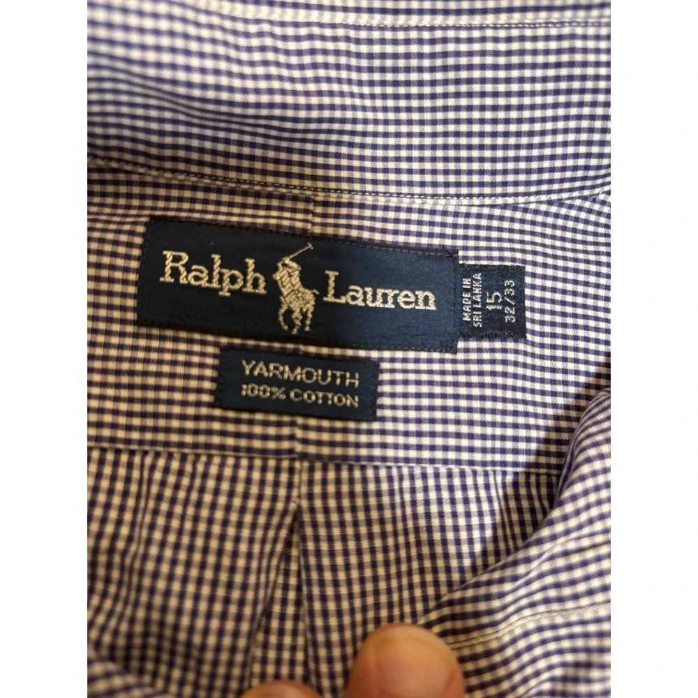 Vintage Polo Ralph Lauren Blake Checked Long Sleeve Casual Dress Shirt Size‎ 15